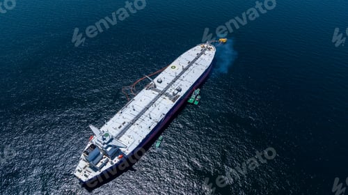 Preview: Aerial view crude oil tanker ship and tugboat, Global business import export freight shipping