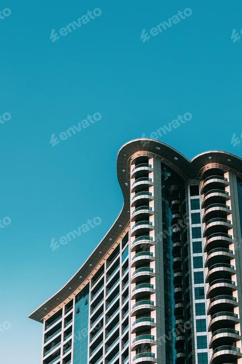 Preview: Wall With A Balcony Of New Empty Modern Multi-storey Residential Building House In Residential Area