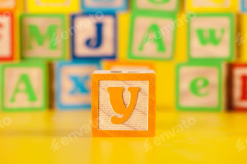 Preview: Photograph of colorful Wooden Block Letter Y