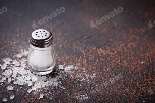 Preview: White sea salt on rusty background