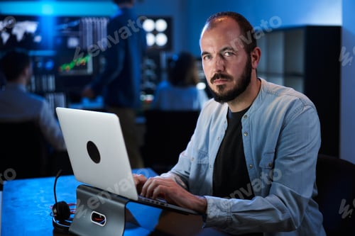 Preview: Stock Market Trader Working Investment Charts, Graphs, Ticker, Diagrams.