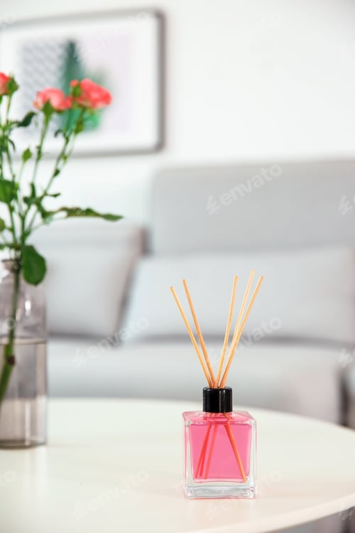 Preview: Aromatic reed air freshener on table indoors