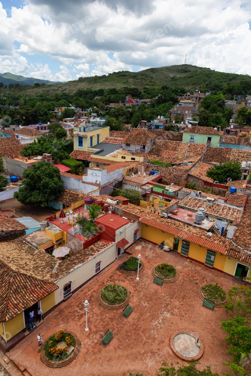 Preview: Aerial view of a small touristic Cuban Town