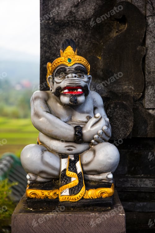 Preview: Traditional guardian statue at Jatiluwih rice terrace on Bali island, Indonesia