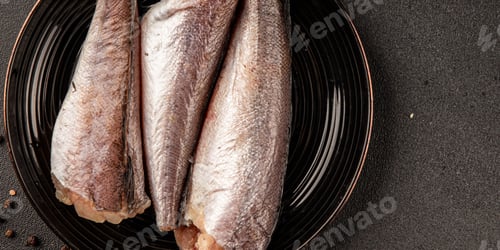 Preview: Hake raw fish seafood healthy food main course ingredient appetizer fresh food
