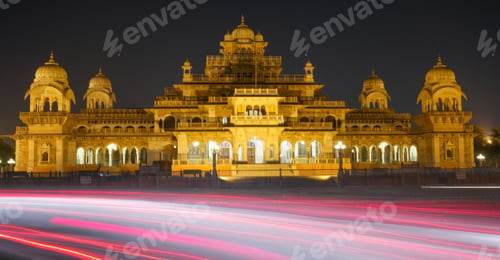 Preview: Closeup shot of the Albert Hall Museum in Jaipur in India at night