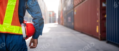 Preview: Close up hand of engineer or foreman standing on the container yard warehouse.