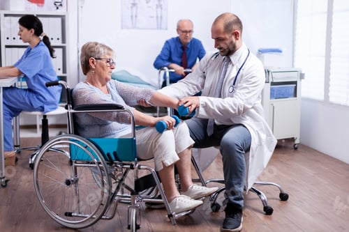 Preview: Physiotherapy for elderly woman in wheelchair