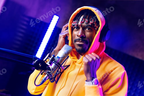 Preview: Young African performer recording his new track in recording studio