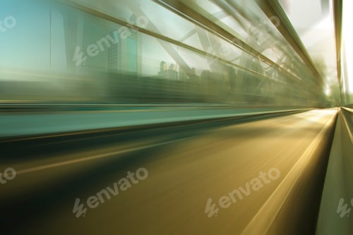 Preview: Blurred view of Jinbu bridge in Tianjin, China