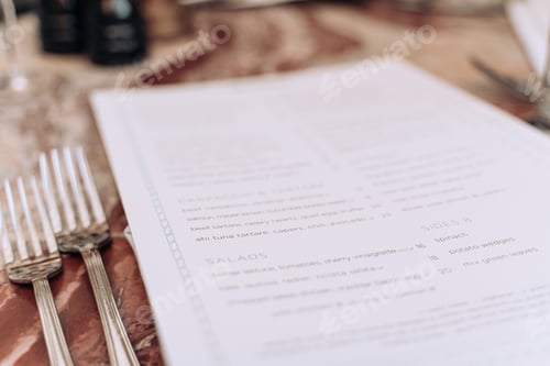 Preview: Menu and table setting at Italian restaurant