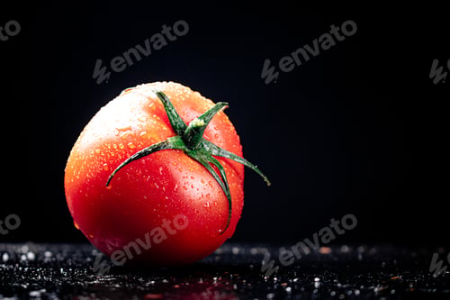 Preview: One ripe tomato on the table.
