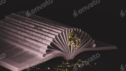 Preview: Book with flower falling still life