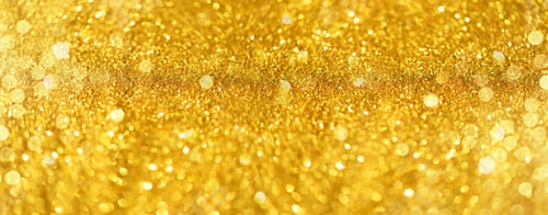 Preview: Golden shiny background, copy space for your Christmas greetings. Banner with defocused lights