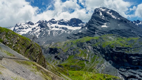 Preview: Mountain landscape along the road to Stelvio pass (Lombardy) at summer