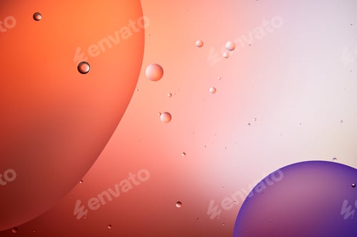 Preview: abstract background from mixed water and oil bubbles in red and purple color
