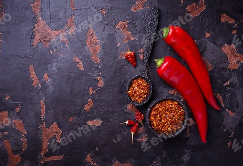 Preview: Red chili pepper on old rusty background