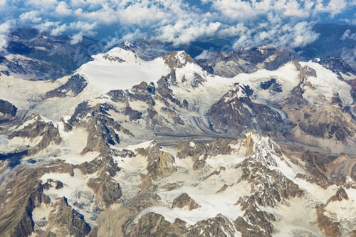 Preview: Aerial view of Ladakh region from the airplane window, India.