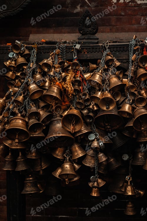 Preview: Antique Bells Hanging In A Temple In India