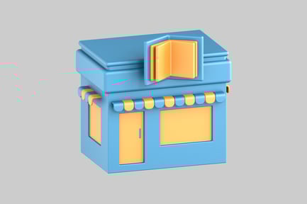 Preview: Cartoon bookstore building facade asset