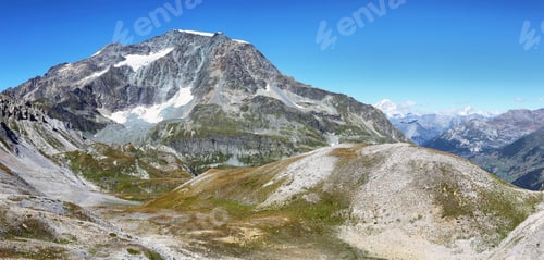 Preview: View of Mont Pourri peak (3779m) and other mountains from Aiguille Percee, France