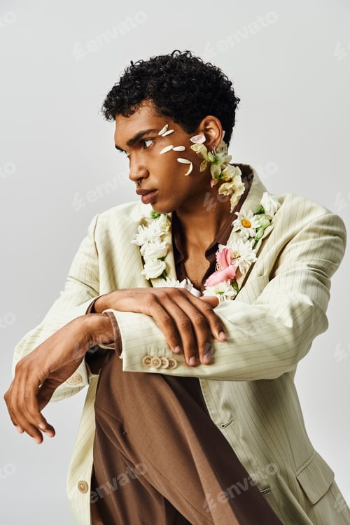 Preview: A portrait of modern masculinity with floral accents