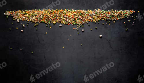 Preview: Colorful Dried Beans and Legumes on Dark Background