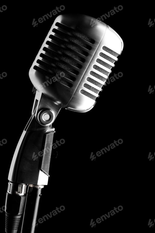 Preview: vintage microphone over black