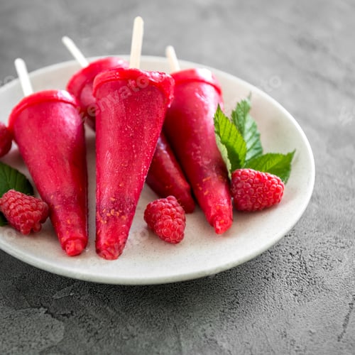 Preview: Plate of homemade ice-cream shaped into cones