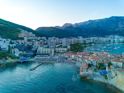 Preview: Port with ships and boats for excursions on the Adriatic Sea near the island of St. Stevan