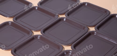 Preview: Plastic plate isometric background. Minimal. art. Plastic free concept