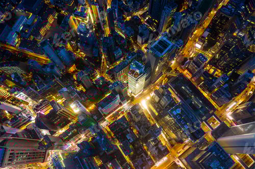 Preview: Central, Hong Kong 29 April 2019: Top down view of Hong Kong urban city at night