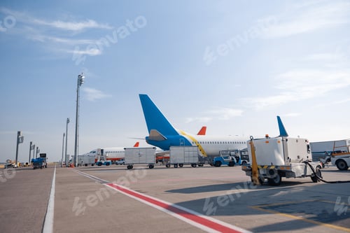 Preview: Refueling of the airplane before flight. Aircraft maintenance fuel at the airport outdoors