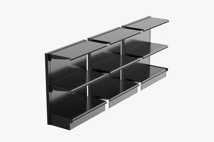 Preview: Modular Metal Shelf Unit with Hooks & Perforated Siding
