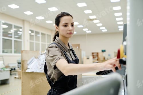 Preview: Woman Operating Printing Equipment