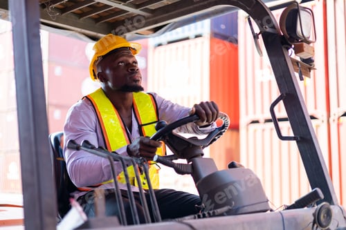 Preview: Engineer loads goods by forklift to stack containers