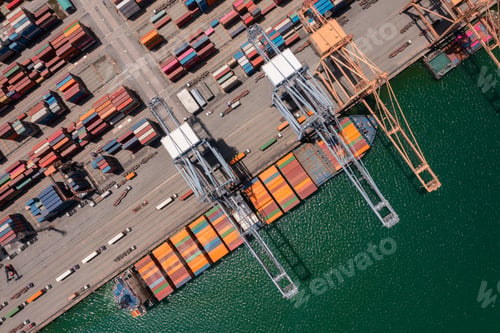 Preview: Aerial View of Cargo Ship at Dock