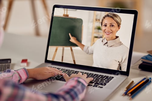 Preview: Student Attending Online Class With Friendly Teacher