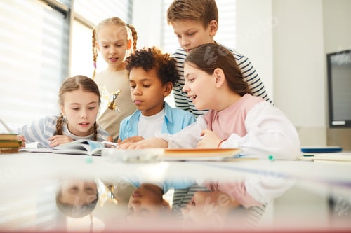 Preview: Children Looking Through Book Illustrations