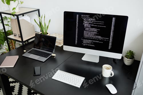 Preview: Workplace of programmer at office