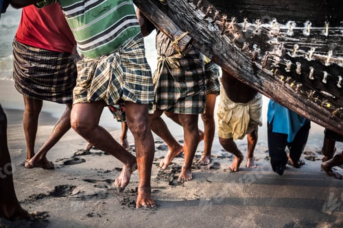 Preview: Fishermen at Kappil Beach, Varkala, Kerala, India