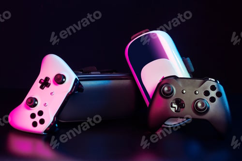 Preview: VR. Virtual Reality equipment on the table