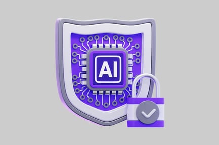 Preview: AI Shield With Padlock Symbolizing Data Protection And Security