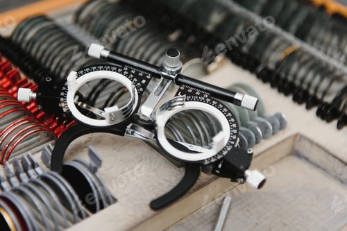 Preview: trial frame and trial lenses.