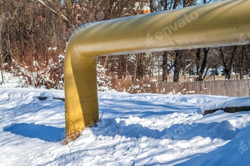 Preview: Oil and gas pipeline coming from the ground in winter