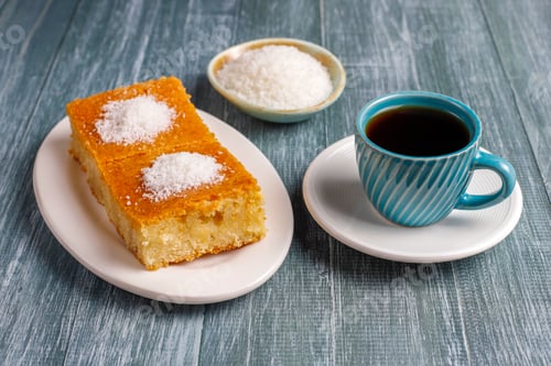 Preview: Homemade turkish dessert semolina cake.