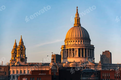 Preview: St Pauls Cathedral at sunset, City of London, London, England