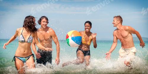 Preview: Beach Ball Friends Summer Vacation Travel Concept