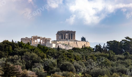Preview: Acropolis rock view from Filopappou hill, Athens, Greece.
