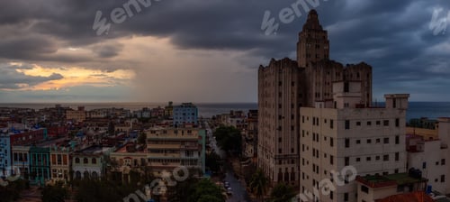 Preview: Aerial Panoramic view of the residential neighborhood in the Havana City, Capital of Cuba